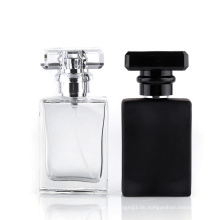 Quadratische Parfüm-Pumpflasche des schwarzen Glases 100g